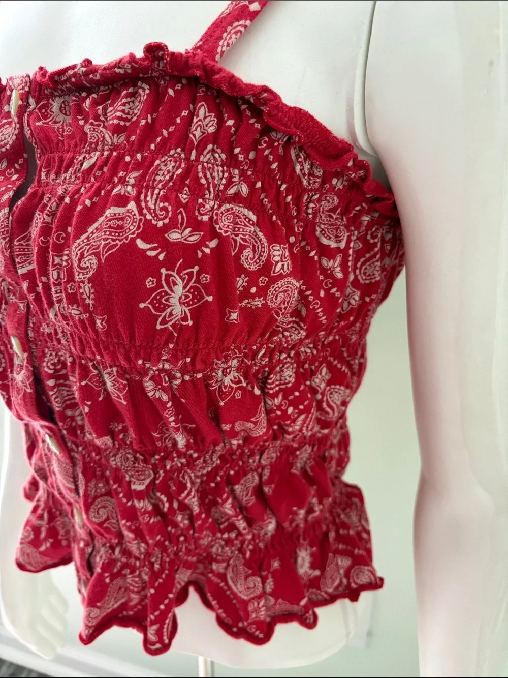 Justice red smocked bandana tank top large 12-14